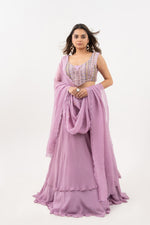 DUSTY PURPLE HAND EMBROIDERED LEHENGA SET