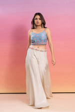BLUE EMBROIDERED INDO-WESTERN PALAZZO SET