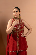 MAROON HAND EMBROIDERED SHARARA SET