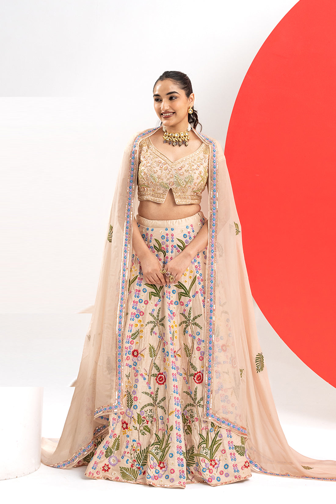 WARM IVORY EMBROIDERED LEHENGA SET