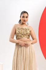 GOLDEN HAND EMBROIDERED LEHENGA SET