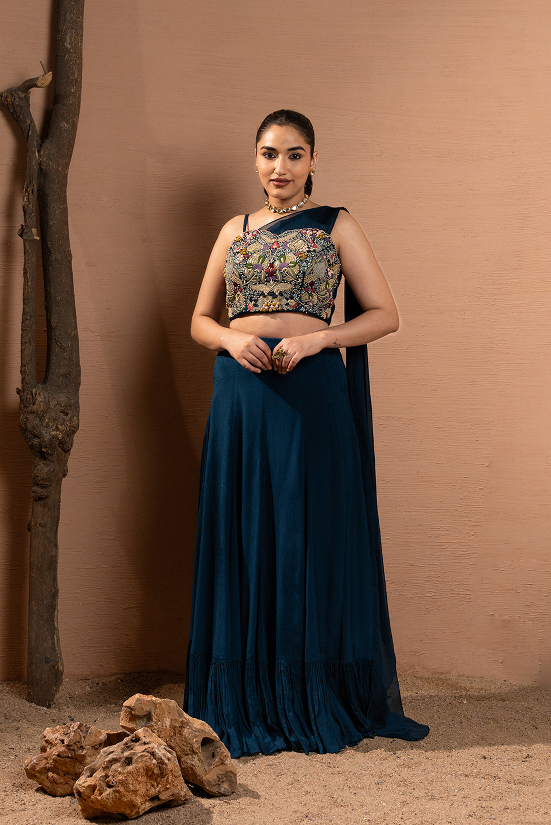 PEACOCK BLUE COUTURE LEHENGA SET