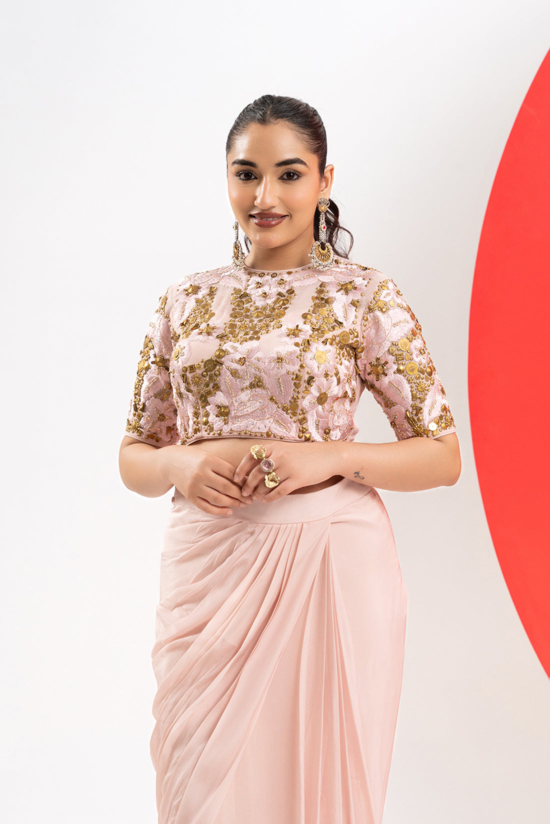 PALE PINK LUXE INDO-WESTERN SET