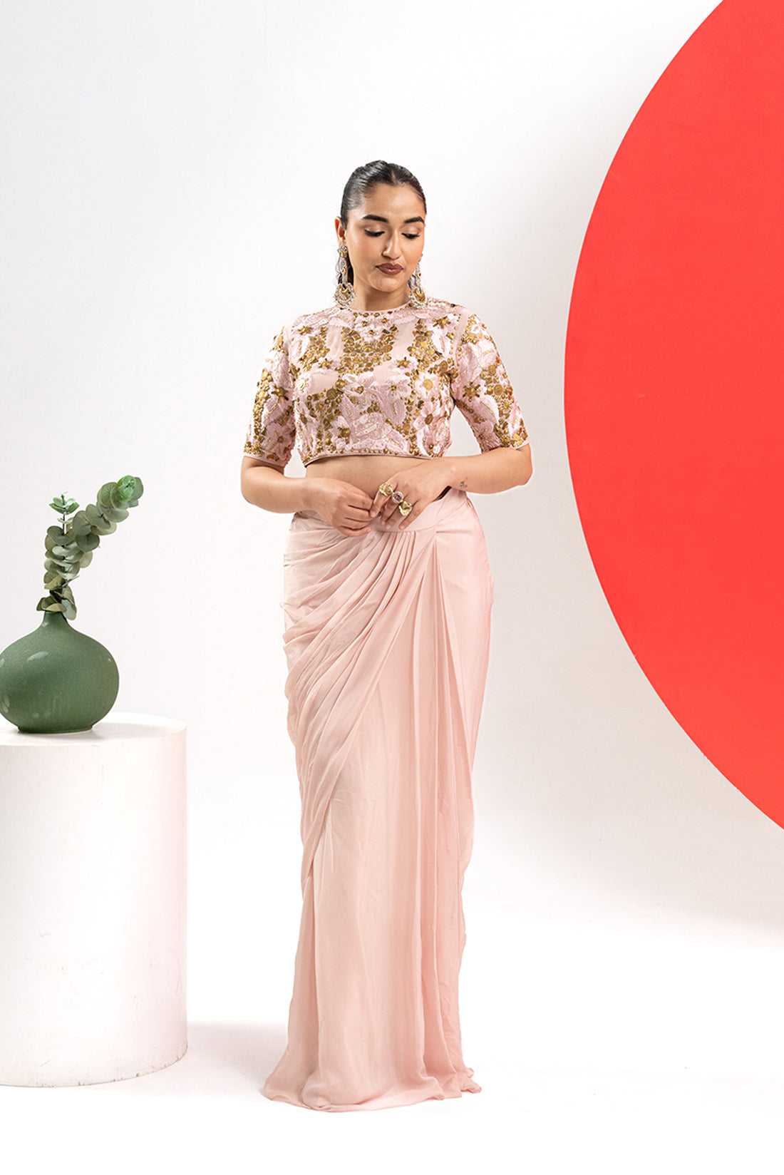 PALE PINK LUXE INDO-WESTERN SET