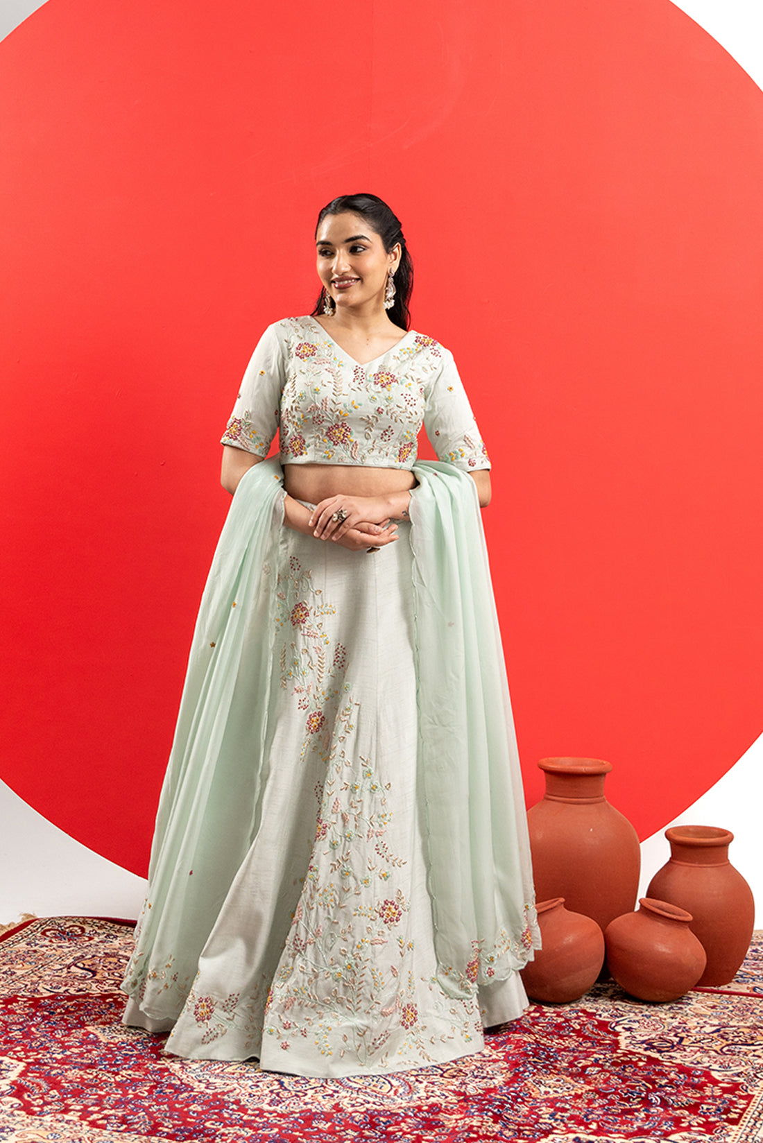 MINT GREEN LUXE LEHENGA SET