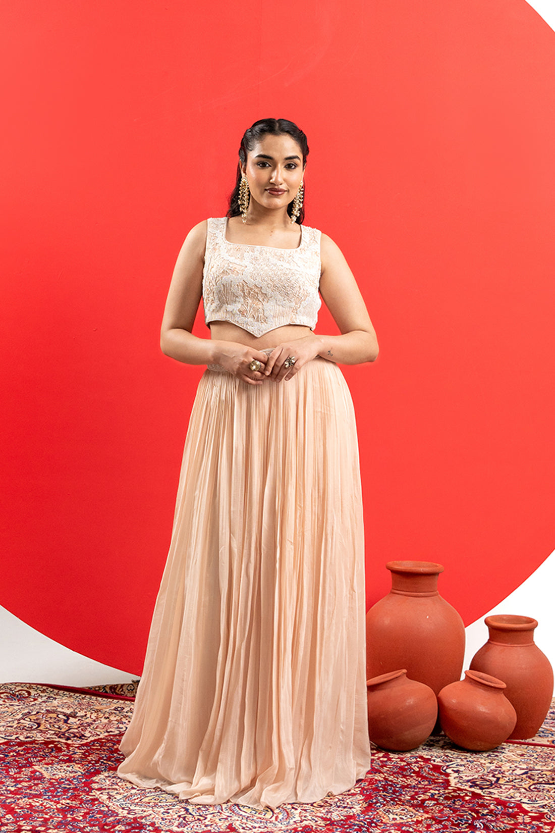 LIGHT PEACH LUXE LEHENGA SET
