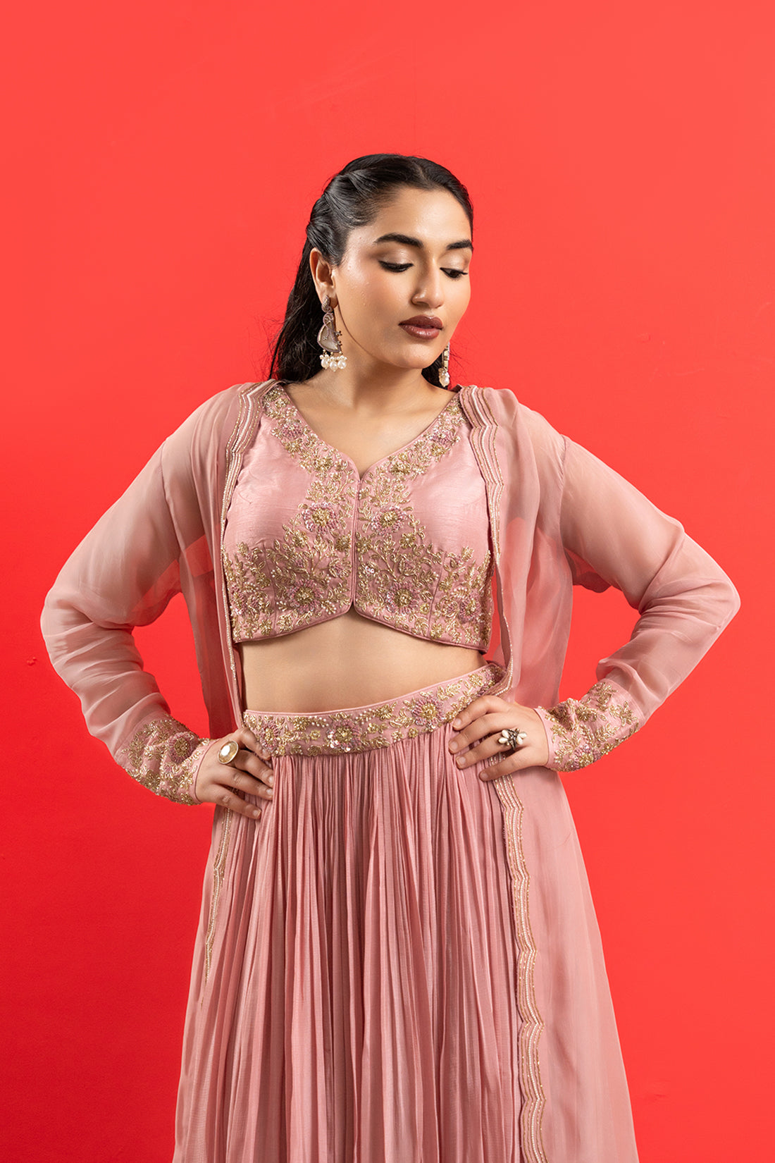 DUSTY PINK COUTURE LEHENGA ENSEMBLE