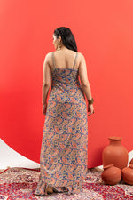 BLUE PRINTED INDO-WESTERN SHARARA SET