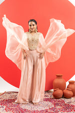 LIGHT PEACH INDO-WESTERN PALAZZO SET