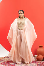 LIGHT PEACH INDO-WESTERN PALAZZO SET