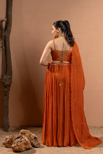 ORANGE HAND EMBROIDERED LEHENGA SET