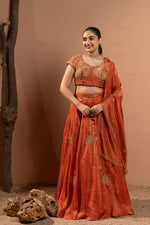 RUST ORANGE COUTURE LEHENGA ENSEMBLE