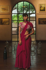 DUSTY PINK PRE-DRAPED SAREE