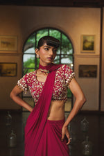 DUSTY PINK PRE-DRAPED SAREE