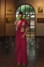 DUSTY PINK PRE-DRAPED SAREE