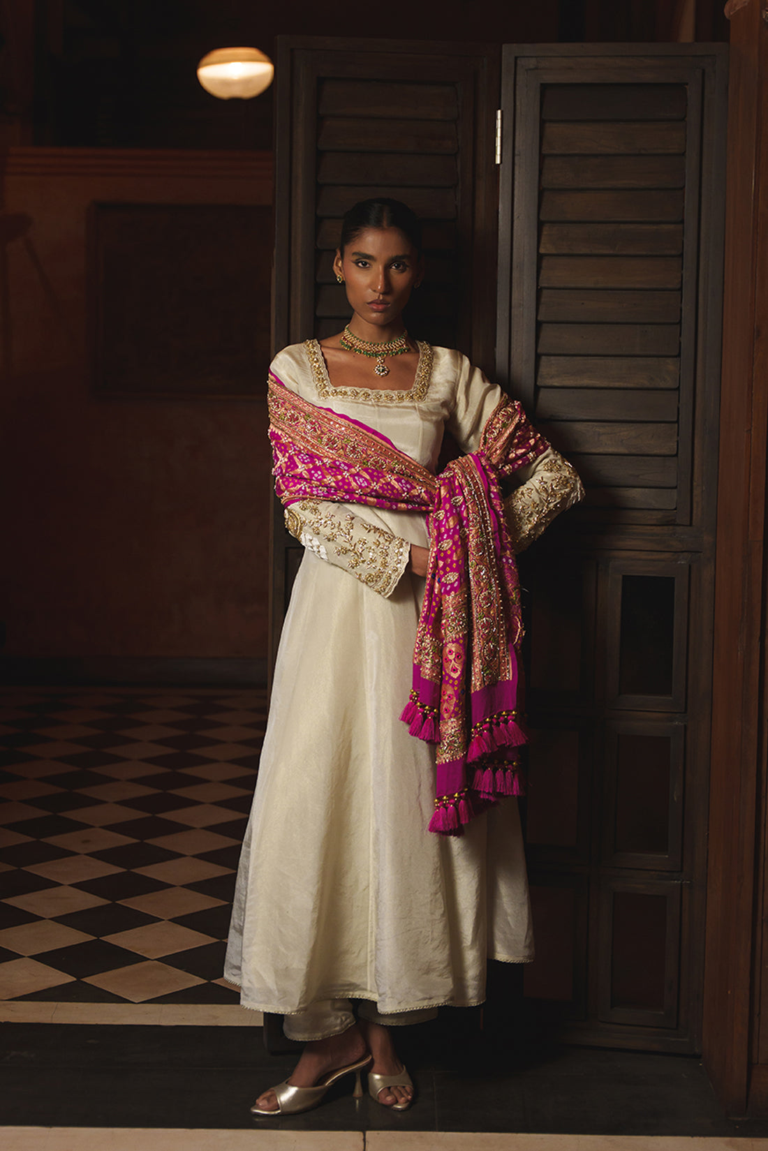 GOLDEN TISSUE ANARKALI