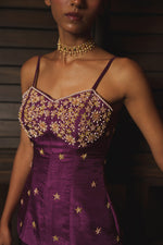 PURPLE SILK INDO-WESTERN PALAZZO SET