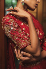 RED SILK & ORGANZA LEHENGA SET