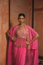 HOT PINK TASSEL DRAPE SKIRT SET