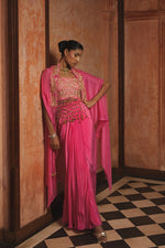 HOT PINK TASSEL DRAPE SKIRT SET