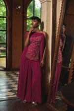 FUCHSIA PINK INDO-WESTERN PALAZZO SET