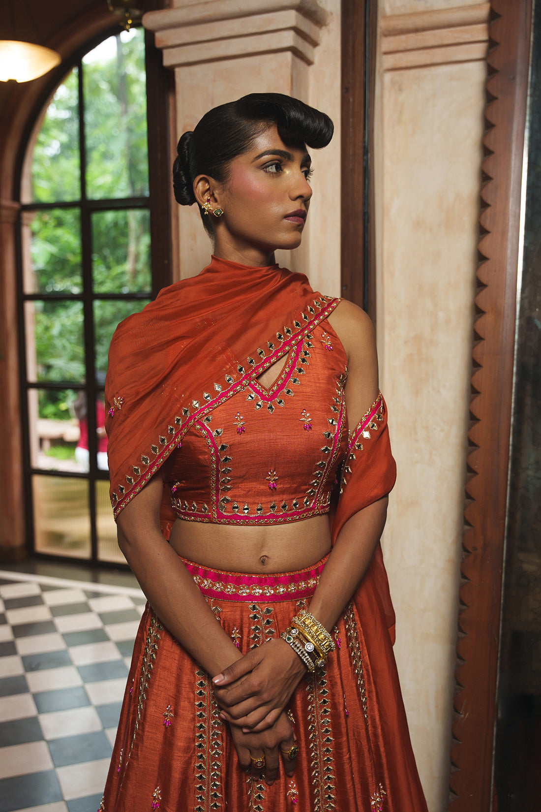 RUST ORANGE LEHENGA SET