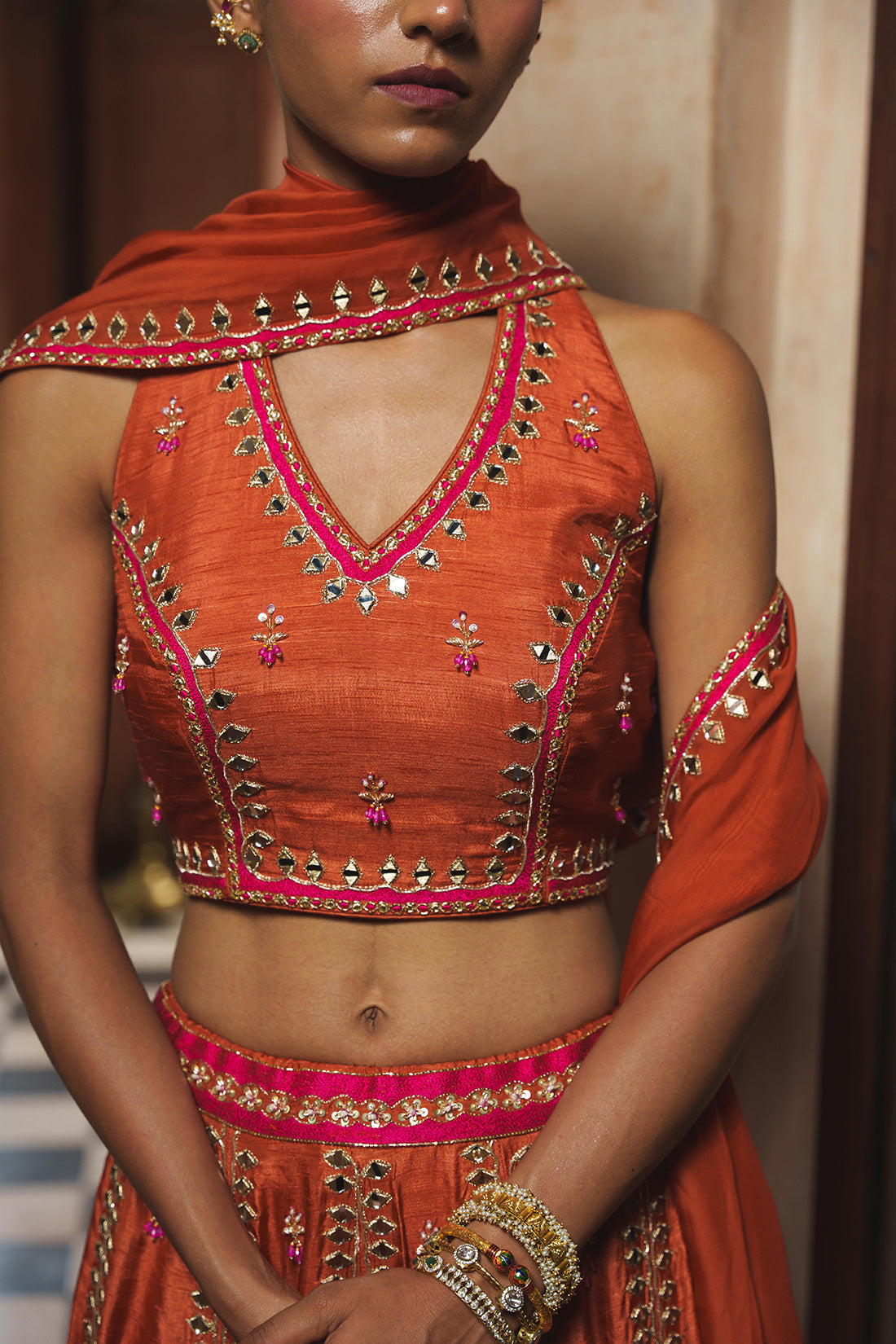 RUST ORANGE LEHENGA SET
