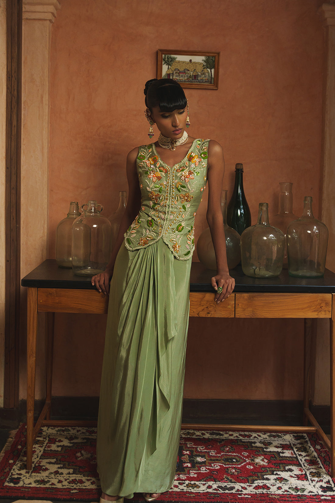 FROSTED GREEN SKIRT SET