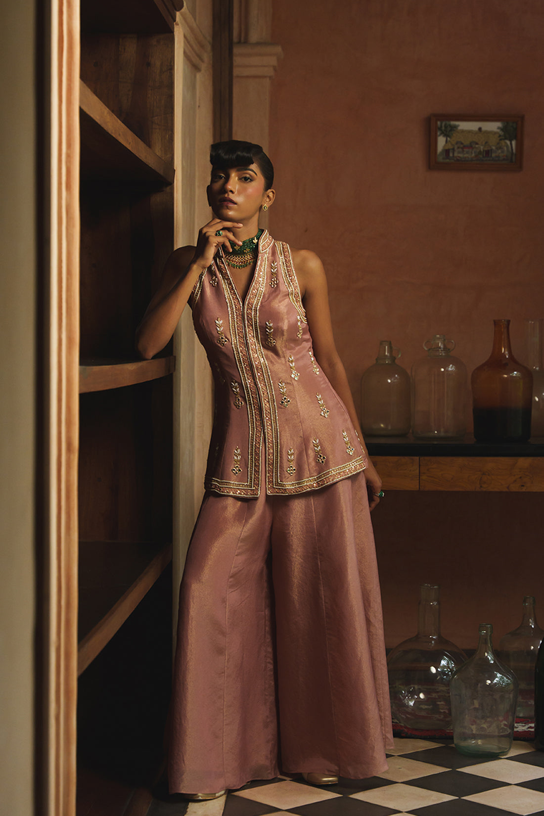 NUDE BROWN PALAZZO SET