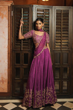 MULBERRY SILK & ORGANZA LEHENGA SET