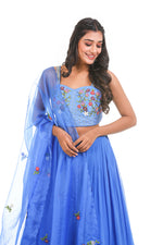 OCEAN BLUE HAND-EMBROIDERED LEHENGA SET
