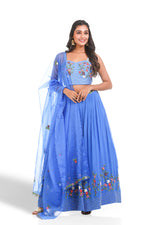OCEAN BLUE HAND-EMBROIDERED LEHENGA SET