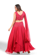 HOT PINK HAND EMBROIDERED LEHENGA SET