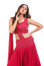 HOT PINK HAND EMBROIDERED LEHENGA SET