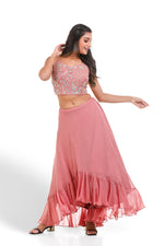 OLD ROSE HAND EMBROIDERED LEHENGA SET