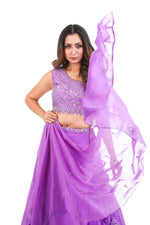 LILAC PURPLE HAND EMBROIDERED LEHENGA SET