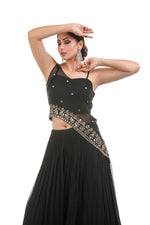 MIDNIGHT MIRROR CAPE LEHENGA SET