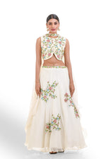 WHITE HAND EMBROIDERED LEHENGA SET